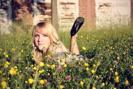 Girl in Flowers - picture, in flowers, girl, beautiful