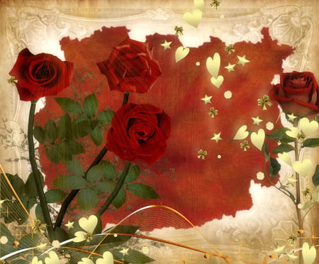 Roses - roses, flowers, nature, red