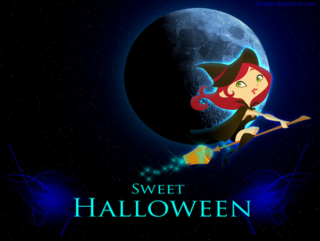 Sweet halloween - witch, moon, halloween, night, october 31