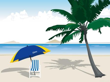 Beach chair and umbrella - beach, abstract, chair