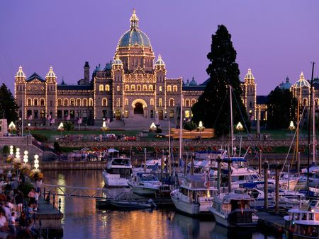 British Columbia Legislative Building, Victoria, BC - legislative building, boats, architecture, water, other, lights