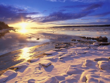 Sunset - sky, sunset, snow