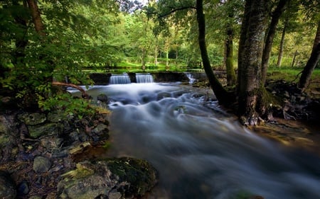 Country Waterfall Coudray Salbert France - france, country waterfall coudray salbert