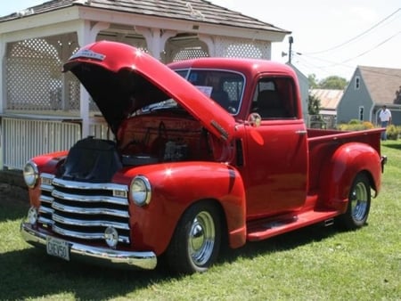 Red Chevy - red, truck