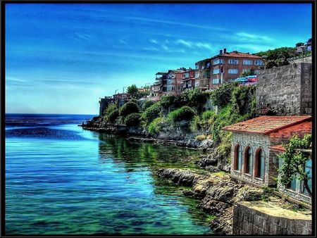 amasra houses in karadeniz,turkey - houses, karadeniz, sea, turkey