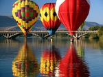 three hot air balloons