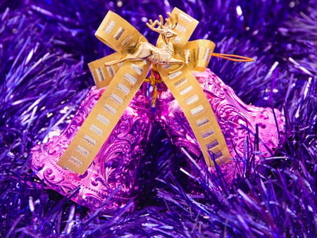 Purple Christmas - decoration, beautiful, beauty, bells, pink, christmas, holiday, purple, deer, ribbon, merry christmas