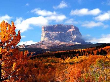 Chief Mountain - sky, land, mountain, clouds