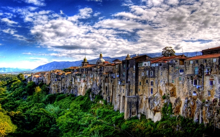 HEAVENLY PLACE - sky, plants, buildings, mountain