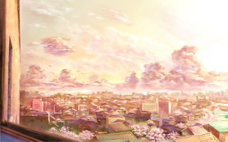 Beautiful Scenery - clouds, beautiful, scenery, anime, buildings