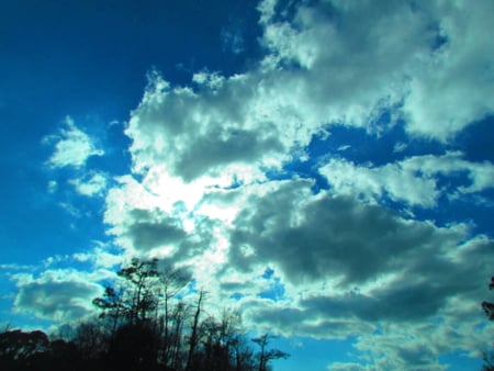 sun shining through - shining, clouds, through, sun