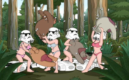 Family Guy Ewok Pillow Fight - ewok, pillow, fight, guy, family