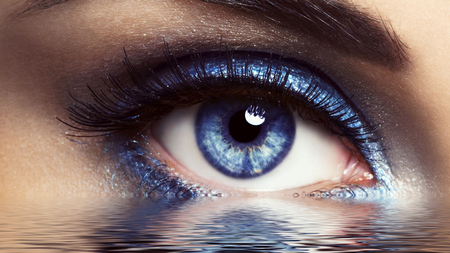 Blue Eye - beauty, woman, girl, photography, blue eye, blue eyes, eye, lovely, makeup, abstract, pretty, reflection, blue, beautiful