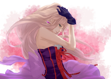 happy luka is happy - anime, 3, vocaloid, blue, dress, girl, eyes, luka, angry, purple, red