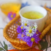 Tea with delicate flowers