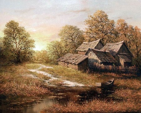 M. Ivanenko. ends of the earth - m ivanenko, path, cottage, tree, painting, art