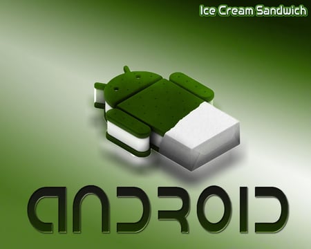 Android 4.0 - cream, droidbot, white, ice cream sandwich, official logo, green, android