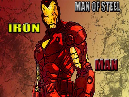 IRON MAN MAN OF STEEL - red and gold, ironman, yellow, marvel, superhero