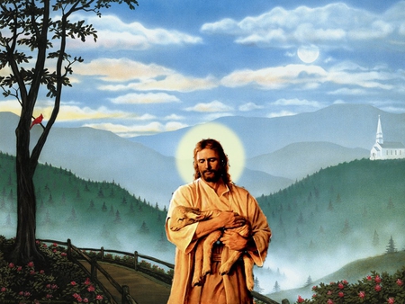 Jesus, the good shepherd - christ, jesus, shepherd, nature, sheep, god