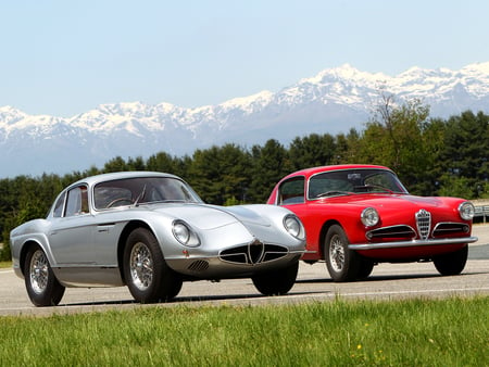 Beautiful Alfa's - automobile, italian, alfa, romeo, car, silver, red, classic, auto, antique