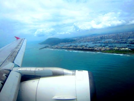 Overlook - cloud, ocean, airplane, island