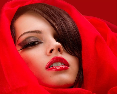 Red sweet - beauty, face, female, lips, red, lovely