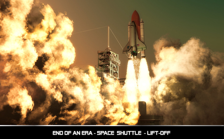 final lift off - smoke, shuttle, fire, sky