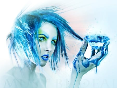 BLUE DIAMOND - diamond, abstract, girl, blue