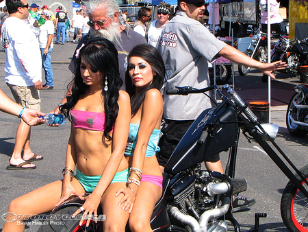 Bikini Girls - women, motorcycle, people, bikini