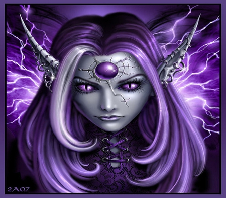 Face of Fairy Purple Goddess - woman, princess, purple, elf, abstract, fantasy, goddess, other