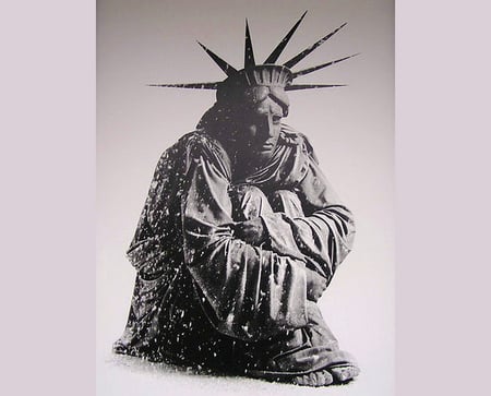 Winter is coming - cold, liberty, statue, winter, freezing