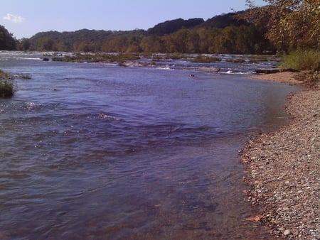 Shenandoah River - sky, blue, water, mountains, rocks