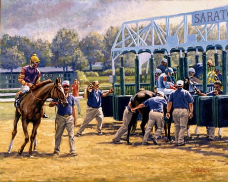 Polo - arena, people, painting, werner rentsch, polo, man, art, horse