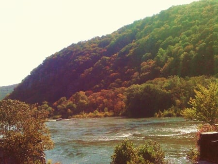 Autumn in Harpers Ferry WV - fall, river, trees, mountains