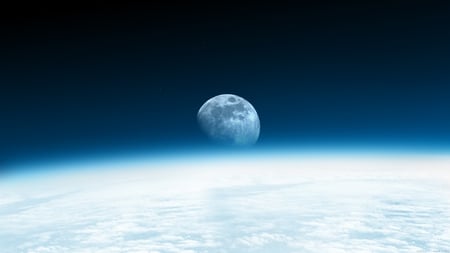 Moon Rise - moon, hd, clouds, blue, wallpaper, space, earth