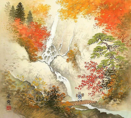 Koukei Kojima. Winter is coming - painting, art, river, tree, koukei kojima