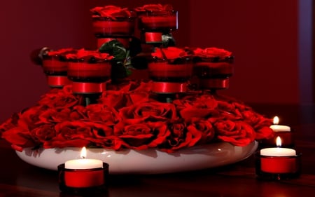 ROMANTIC NIGHT - decoration, romantic, roses, candles