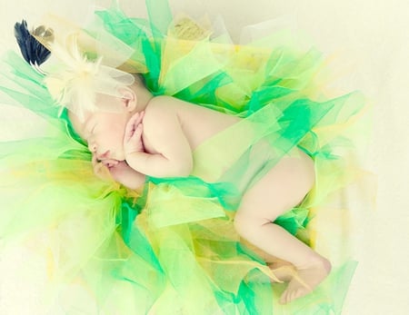 Sleeping angel - sleeping angel, cute, adorable, sweetness, tenderness, little baby, good night, child, baby, sweetie, sweet, love, sweet dreams, rainbow, cloths, colors, green