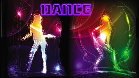 Dance Lights - girls, neon, bright, light, firefox persona, dancing