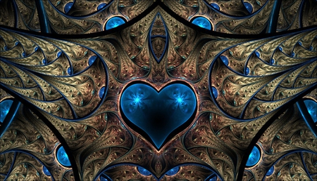 Blue Heart - abstract, heart, blue, wallpaper