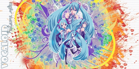 Rainbow Hatsune - cute, anime, girl, hatsune miku, blue