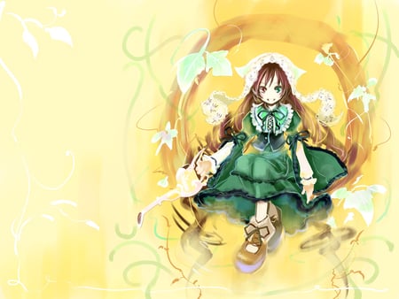 Rozen Maiden Girl - cute, yellow, anime, girl, dress