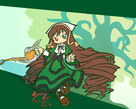 Rozen Maiden Girl - brown, cute, anime, girl, green