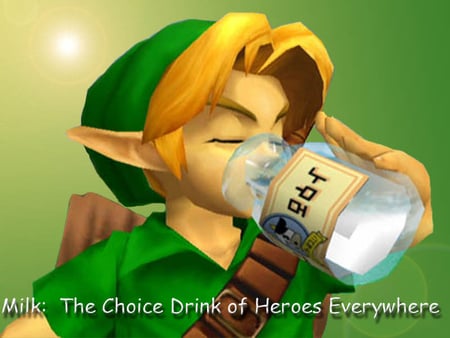 Milk:The Choice Drink of Heroes Everywhere - zelda, lon-lon milk, video games, link