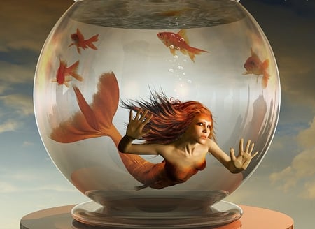 Fish Ball - women, abstract, fantasy, ball, fish