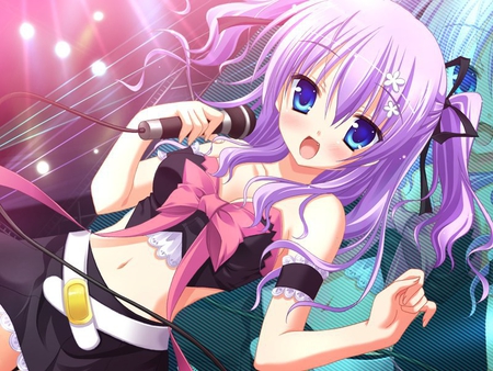 Cute_Girl_In_Rainbow_Disco - smile, anime, rainbow, disco