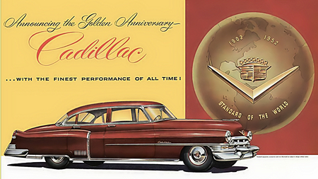 1953 Cadillac anniversary art - autos, vintage, cadillac, cars, art