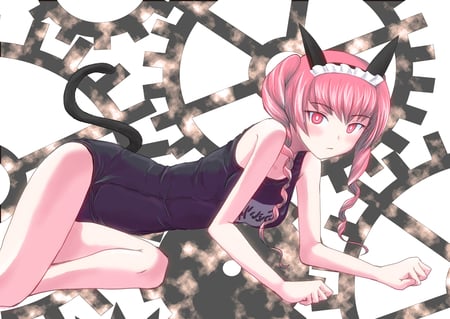 Steins Gate Kitty - anime, girl, cute, pink, cat