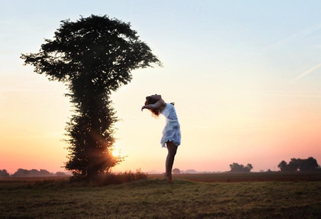 another day is shinning - shinning, girl, nice, sunrise, tree