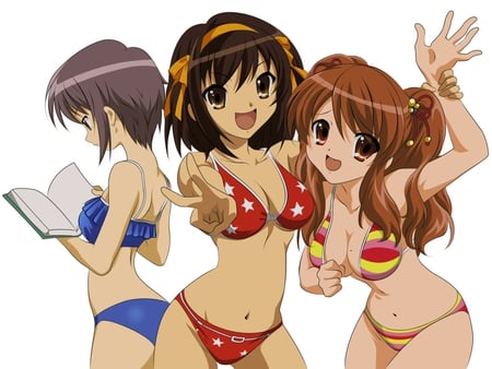 The Melancholy of Haruhi Suzumiya - anime, girls, cute, bikini